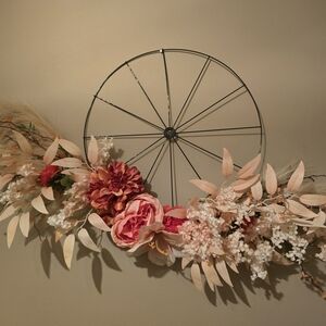 Floral Wheel Wall Accent in Pink and Cream